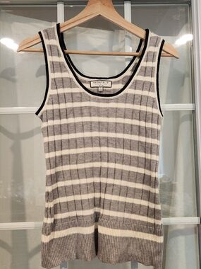 Bagatelle Black & White Striped Ribbed Tank Top